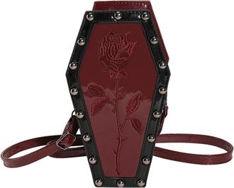 Generic Strap Adjustable Gothic Crossbody Bag PU Leather Spider Crossbody Pouch Women Coffin Satchel Purse Casual Satchel Bag Halloween Candy Bag (Style 1)