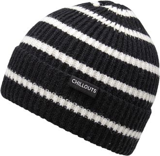 Chillouts Beanie CHILLOUTS Jette Hat, Damen, schwarz, Rippstrick, Kunstfaser, M&uuml;tzen Beanie, mit elastischer Passform und Umschlag