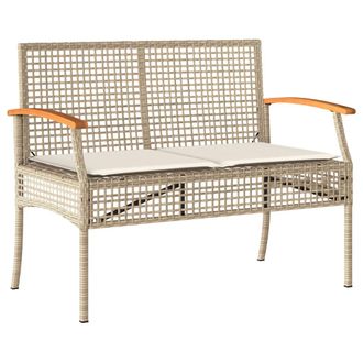 vidaXL Vidaxl - Banco De Jard&iacute;n Con Coj&iacute;n Rat&aacute;n Sint&eacute;tico Beige Y Madera Acacia