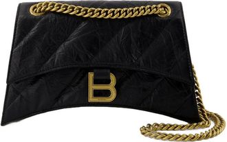 Balenciaga Womens Crush Chain S Shoulder Bag Black Calfskin