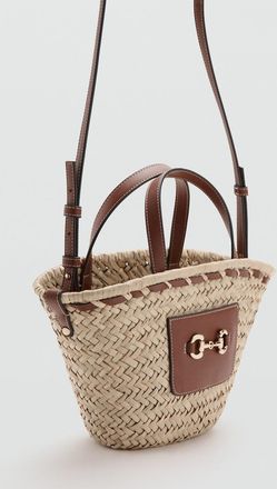 Mango Borsa piccola fibra naturale marrone medio - Donna - Taglia unica - MANGO