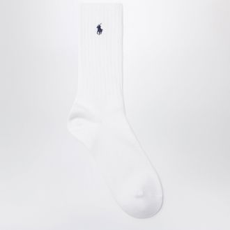 Polo Ralph Lauren White/navy cotton-blend logo socks