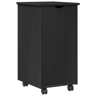 vidaXL Gabinete Rodante Negro 34 X 39 X 65,5 Cm Madera De Pino Macizo Vidaxl
