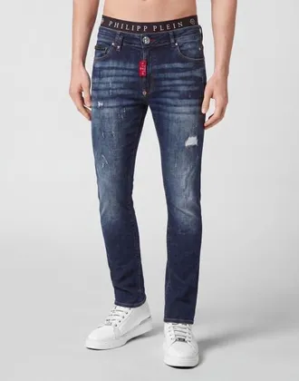 Philipp Plein Slim Fit Jeans Basic Men in Blue Storm at Nordstrom, Size 34