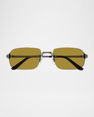 Cartier Men & apos;s Metal Rimless Rectangle Sunglasses