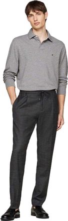 Tommy Hilfiger Herenpolo met lange mouwen en logo (Medium Grijs)