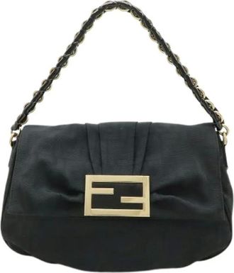 Fendi Pre-owned Shoulder Bags, female, Black, Size: ONE SIZE Pre-owned Zucca Canvas Shoulder Bag