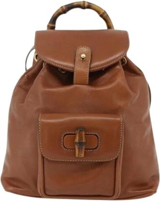 Gucci Pre-owned Backpacks, female, Brown, Size: ONE SIZE Pre-owned Vintage bamboo backpack