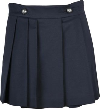 Sportmax Palco Mini Pliss&eacute; Rok - Dames - Korte rokken - Blauw - XS - Wol - Rokken