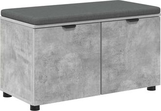 vidaXL Banco De Entrada Con Coj&iacute;n Gris Concreto 80 X 38 X 46 Cm Vidaxl