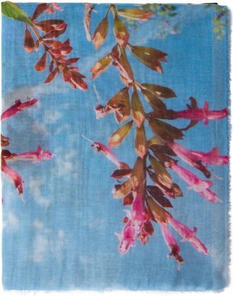 Faliero Sarti Sjaal met bloemenprint - Blauw