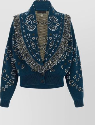 Alanui thistle fringe patterned bomber knitwear