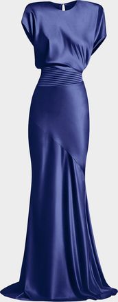 Zhivago Bond Draped Stretch Satin Mermaid Gown