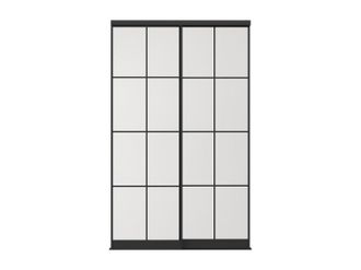 Vente-Unique Puertas de armario correderas de acero - Negro y vidrio templado transl&uacute;cido - Alt. 250 x An. 130 cm - ALEPA
