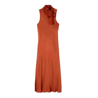 Oltre Kleedjes, Dames, Oranje, L, Satijn, Viscose satijnen kokerjurk
