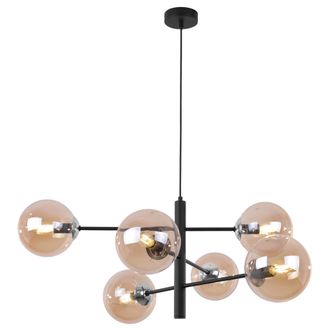 OEM L&aacute;mpara Colgante Vicenza Cromo Negro 6 L&aacute;mpara Plana Miel E14