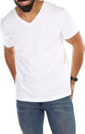 MeMoi 2-Pack Cool Stretch Cotton V-Neck Undershirts in White at Nordstrom, Size Xx-Large