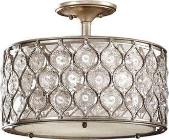 Netlighting Lucia 3 Light Semi Flush Ceiling Light Burnished Silver E27