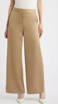 Tahari by ASL Wide Leg Pants in Khaki at Nordstrom, Size 16