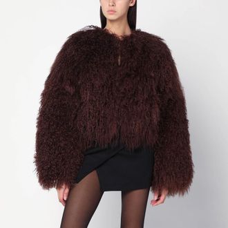 Halfboy Short chocolate brown fur coat