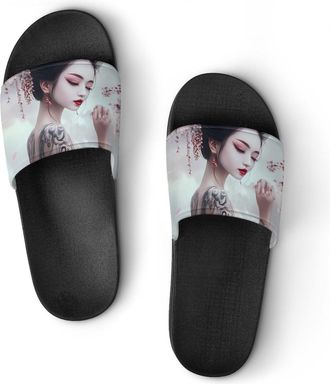 Generic Geisha in Moon Shower Shoes Slipper for Women Men Beach Slippers Quick Drying Non Slip Open-Toe Sandals