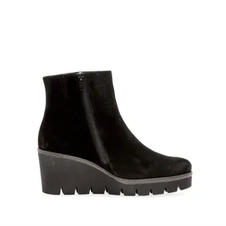 Gabor Womens Utopia Suede Wedge Ankle Boots In Black