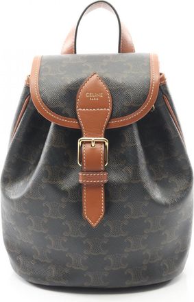 Celine Black Brown Coated Canvas Pvc Leather Backpack (Pre-Owned)