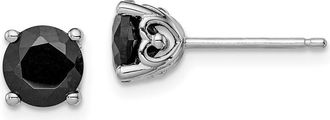 Diamond2Deal Sterling Silver Rhodium-plated 6mm Black Sapphire Earrings