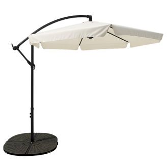 OEM Extralink Black Forest Garden Umbrella With Side Panels, Large 3m Beige Cantilever Sombrilla Colgante Hex&aacute;gono Beige, Negro