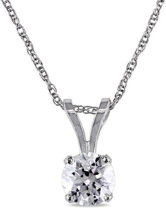 Amour 1/4 CT TW Diamond Solitaire Pendant with Chain In 14K White Gold