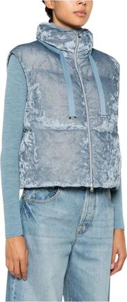Herno Velvet Quilted Vest - Dames - Bodywarmers - Blauw - M - Jassen