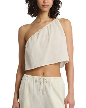 Onia Crinkle Gauze One-Shoulder Top