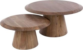 Mathi Design Mesas bajas encajables de madera maciza de acacia