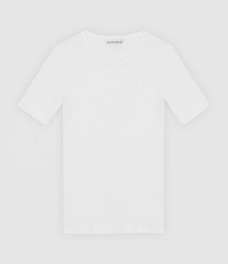 Ganni T-Shirt Soft Cotton Rib Bright White