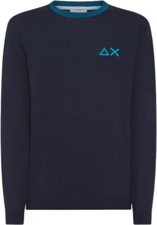 Sun 68 Rondgebreide trui - Heren - Ronde hals truien - Blauw - XL - Truien & Vesten