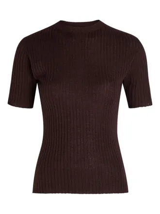 The Elder Statesman ribbed short-sleeved T-shirt - Brown