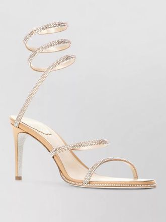 Rene Caovilla satin cleo sandals ankle strap spiral