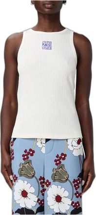 Marni Ribbed Knit Tanktop met Geborduurd Logo - Dames - Tops zonder mouwen - Wit - S - Katoen - Tops