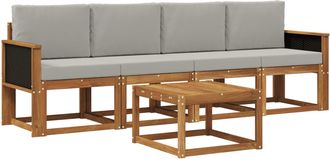 vidaXL Conjunto De Sof&aacute;s De Exterior 4 Uds. Natural Y Gris Claro Vidaxl