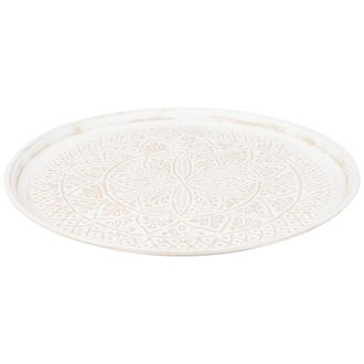 Maisons du monde Vassoio rotondo in metallo beige con stampe