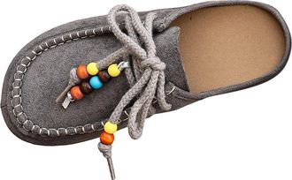 Generic Womens Flat Shoes Backless Casual Ladies Slippers Round Toe Ethnic Style Retro Breathable Comfortable Slip On Loafer Shoes Indoor Outdoor Gray