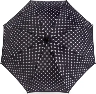 Moschino Parasol With Monogram, Unisex, Navy Blue