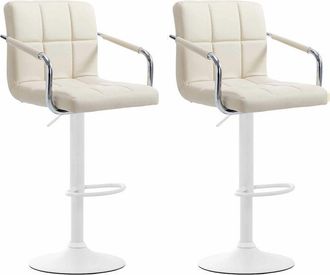 Clp Set De 2 Taburetes Lucy V2 En Simil Cuero Crema Blanco