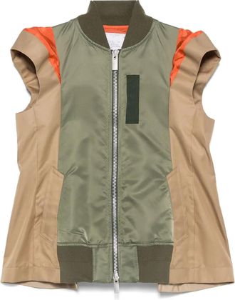 sacai Gilet in gabardine - Verde