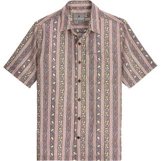 Royal Robbins Camino Pucker Short Sleeve Recycled Polyester Button-Up Shirt in Mahogany Botanist at Nordstrom, Size X-Large