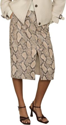 Reiss Missa Snake Leather Pencil Skirt