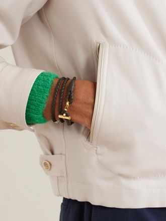 Tom Ford Woven Leather and Gold-Plated Wrap Bracelet