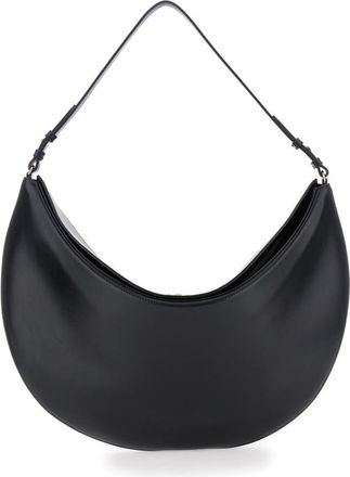 Jacquemus le Calisso Rond Large Black Shoulder Bag With Adjustable Strap And Embossed Logo In Leather