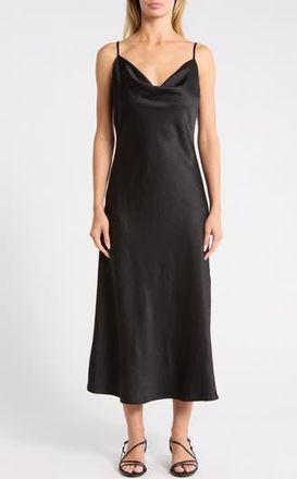 West K Hammered Satin Slipdress in Black at Nordstrom Rack, Size X-Large