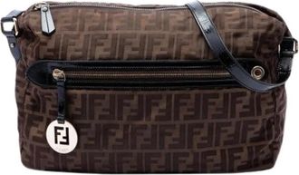 Fendi Pre-owned Canvas Crossbody Bag - Dames - Vintage Schoudertas - Bruin - ONE Size - Leer - Vintage